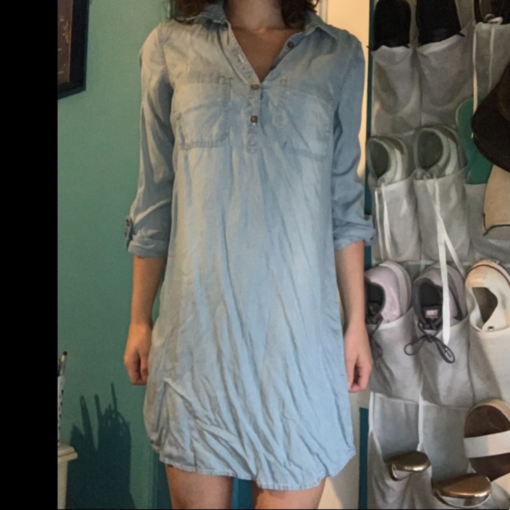 button up demin shirt dress